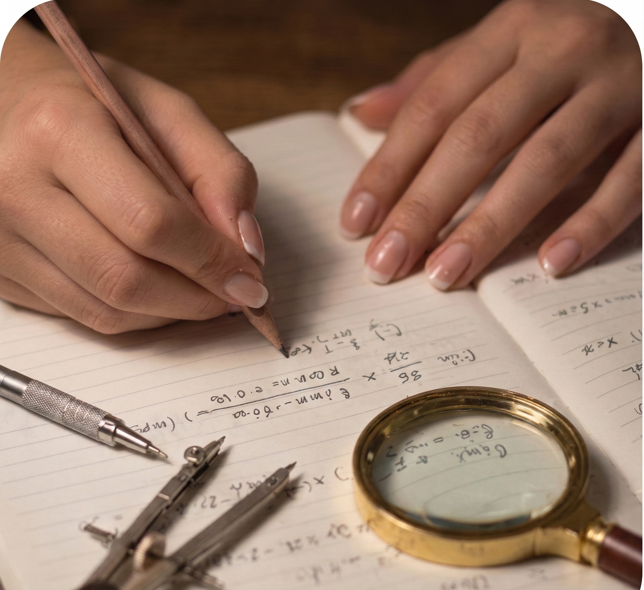Hands writing in a notebook